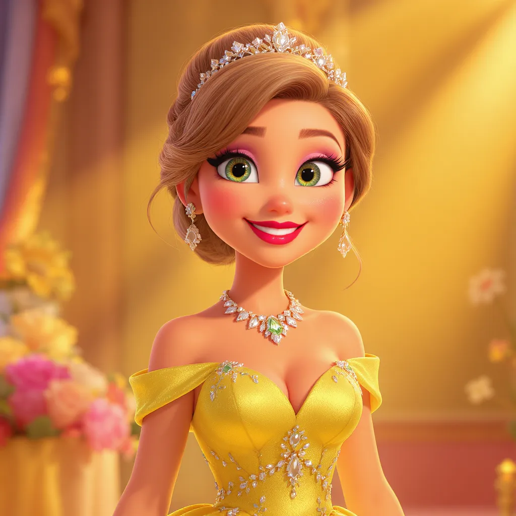 宝石のようなアクセサリーを付けたキャストのアバター