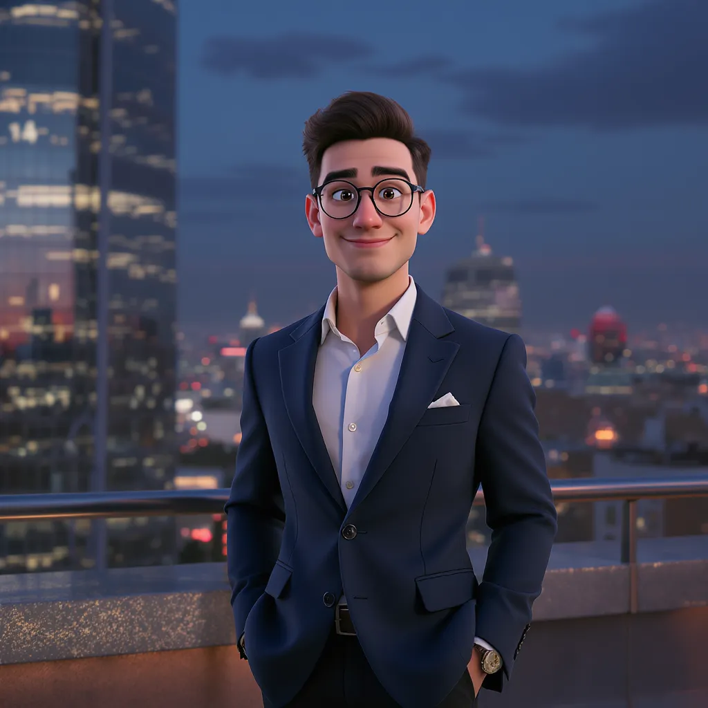 遊び心のある表情を見せる男性アバター